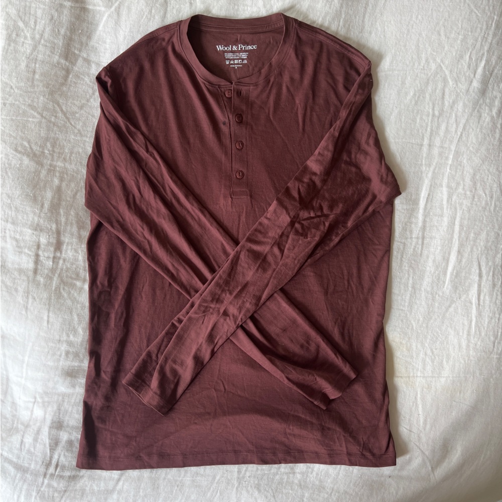 Wool and Prince merino Henley long sleeve